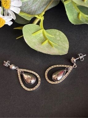 925 Silver Teardrop Dangle Earrings